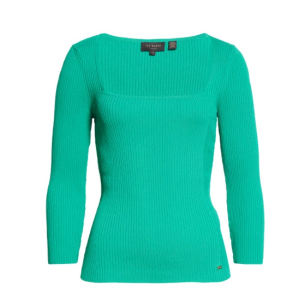 Ted Baker Green Rib Square Neck Top